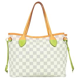 Louis Vuitton-Bolsa de compras Louis Vuitton Damier Azur Neverfull PM-Branco