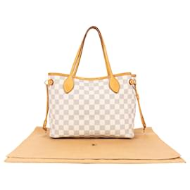 Louis Vuitton-Bolsa de compras Louis Vuitton Damier Azur Neverfull PM-Branco
