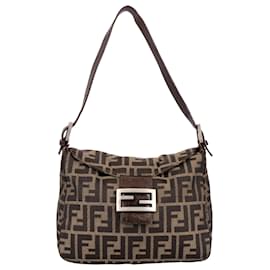 Fendi-Fendi Zucca Monogram Hobo Shoulder Bag-Brown