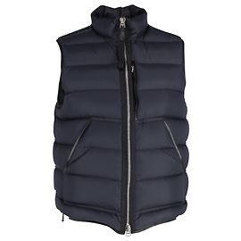 Tom Ford Slim-Fit Leather-Trimmed Quilted  Vest in Navy Blue Polyamide Blue Navy blue