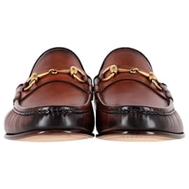 Gucci-Gucci Brown Horsebit 1953 Loafers in Brown Leather-Brown