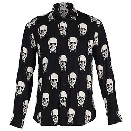 Camicia con stampa teschio Saint Laurent in viscosa nera Nero
