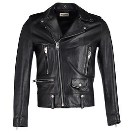 Saint Laurent Bikerjacke aus schwarzem Lammleder Schwarz