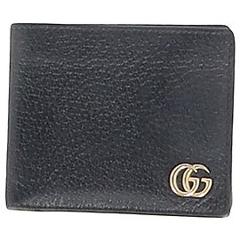 Tom Ford Gucci GG Marmont Bi-Fold Wallet in Black Leather Black