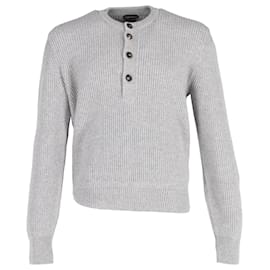 Tom Ford-Tom Ford Ribbed Knit Buttoned Sweater in Grey Wool-Grey