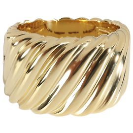David Yurman Sculpted Cable Contour Ring in 18k Yellow Gold Silvery Metallic