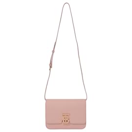 Burberry-Sac à épaule Burberry TB Logo-Plaque en cuir rose-Marron,Rose