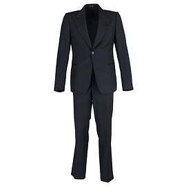 Emporio Armani Single-Breasted Tailored Suit Set in Navy Blue Wool Blue Navy blue
