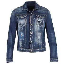 Dsquared2 Distressed Jacket in Blue Cotton Denim Blue Light blue