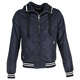 Giacca con cappuccio Dolce & Gabbana in nylon blu navy Blu Blu navy