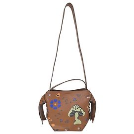Sac à épaule mini Musubi à imprimé champignon en cuir marron d'Acne Studios Marron