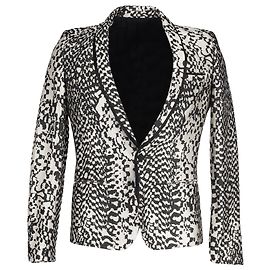 Blazer a un bottone in jacquard di seta nera e bianca con stampa animale di Haider Ackermann Altro Stampa python