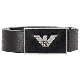 Cinto de couro preto com logo em metal Emporio Armani Preto