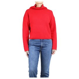 Polo Ralph Lauren Roter hochkragiger Rippenpullover aus Wolle - Größe S Rot