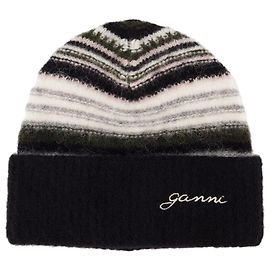 Bonnet doux rayé - Ganni - Laine - Noir Noir