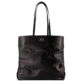 Ami-Sac Shopper Nord Sud - AMI Paris - Cuir - Noir-Noir