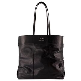 North South Shopper Bag - AMI Paris - Leather - Black Black