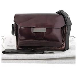 Brunello Cucinelli Python Leather 2WAY Clutch Bag Brown