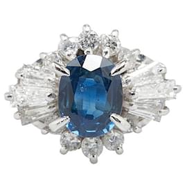 Autre Marque-Pt900 Platinum Sapphire 1.03ct Diamond 0.54ct Ring in Great Condition-Other