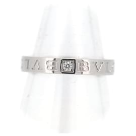 Autre Marque-Bvlgari K18WG White Gold Diamond Double Logo Ring Size 19 in Great Condition-Other