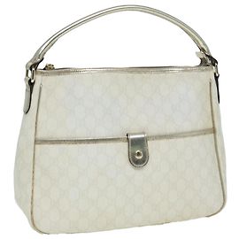Bolsa de ombro GG Canvas Gucci em couro PVC branco Auth 84436 Branco