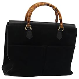 Gucci-Sac à main en daim noir GUCCI Bamboo 002 2855 0322 0 Auth ep4961-Noir