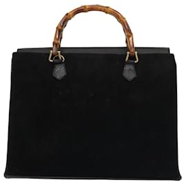 Gucci-Sac à main en daim noir GUCCI Bamboo 002 2855 0322 0 Auth ep4961-Noir