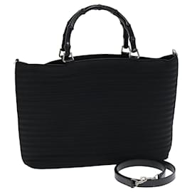 Gucci-Sac fourre-tout en nylon GUCCI Bamboo 2way Noir 002 1998 0352 Auth ep4901-Noir