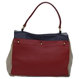 Saint Laurent-SAINT LAURENT Muse Sac à main Cuir Rouge Marine 197149 Auth am6549-Rouge,Bleu Marine