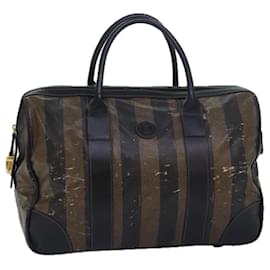 Fendi-FENDI Pecan Canvas Hand Bag Brown Beige Auth ti1897-Brown,Beige