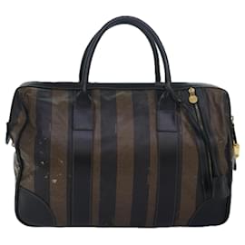 Fendi-FENDI Pecan Canvas Hand Bag Brown Beige Auth ti1897-Brown,Beige
