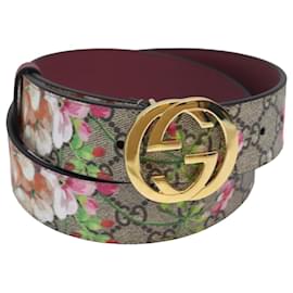 Gucci-Ceinture GUCCI GG Blooms PVC 37,4" Beige 370543 Auth ki4672-Beige