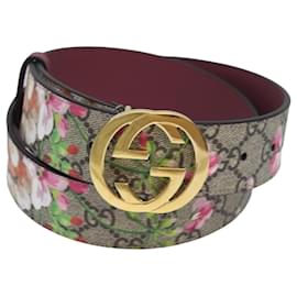 Gucci-Ceinture GUCCI GG Blooms PVC 37,4" Beige 370543 Auth ki4672-Beige