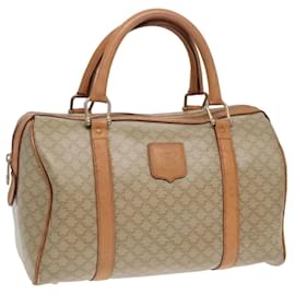 Céline-Sac Boston en toile Macadam CELINE en cuir PVC beige Auth 83681-Beige