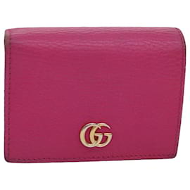 Gucci-GUCCI GG Marmont Portefeuille Cuir Rose Auth am6673-Rose