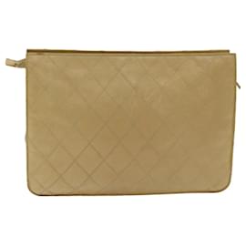 Chanel-CHANEL Pochette Bicolore en Cuir Beige CC Auth bs16340-Beige