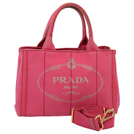 Prada-PRADA Canapa PM Sac à main en toile 2way Rose Auth ep4923-Rose