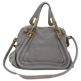 Chloé-Sac à main en cuir Chloe Paraty 2 voies gris Auth am6680-Marron