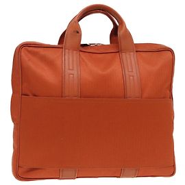 Hermès HERMES Acapulco Odinatur Bolsa de Mão em Lona e Couro Laranja Auth bs16494 Laranja