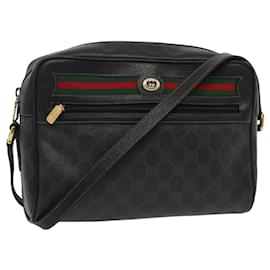 Gucci-Sac GUCCI GG Canvas Web Sherry Line Noir Rouge Vert 98 02 088 Auth yk13996-Noir,Rouge,Vert