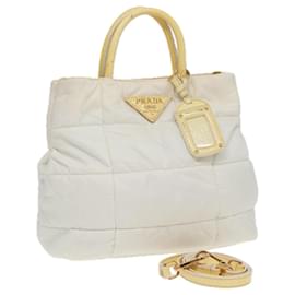 Prada-PRADA Sac à épaule en nylon blanc Auth 84770-Blanc