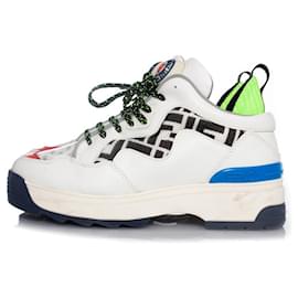 Fendi-Fendi, White leather T REX sneakers-White,Multiple colors