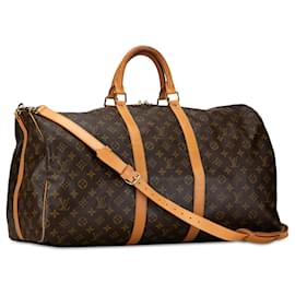 Louis Vuitton-Sac de voyage Keepall Bandoulière 55 Monogram Louis Vuitton marron-Marron