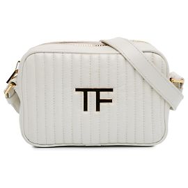 Bolsa de câmera em couro acolchoado Tom Ford branca TF Branco