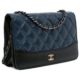 Chanel-Sac à bandoulière Gabrielle en cuir de veau matelassé bleu Chanel-Bleu