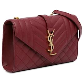 Saint Laurent-Sac de collège Monogram Triquilt Grain De Poudre Petit Rouge Saint Laurent-Rouge