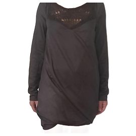 Vestido Ermanno Scervino Marrom de Algodão e Seda Marrom