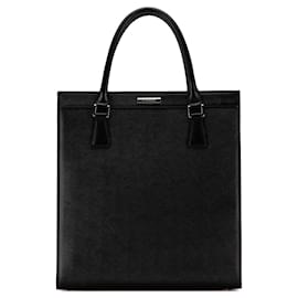 Burberry-Sac fourre-tout en cuir noir Burberry-Noir