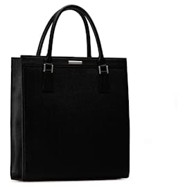 Burberry-Sac fourre-tout en cuir noir Burberry-Noir