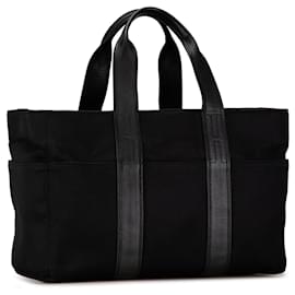 Hermès-Sac tote Acapulco MM en toile noire Hermès-Noir